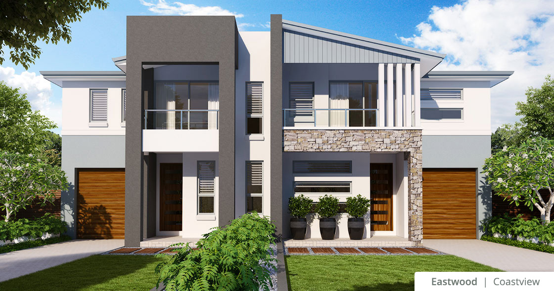 Double storey modern house with garden